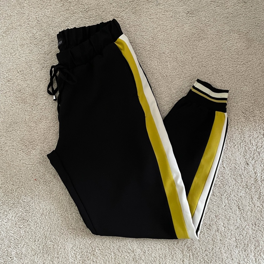 Zara Black Stripe Jogger Pants